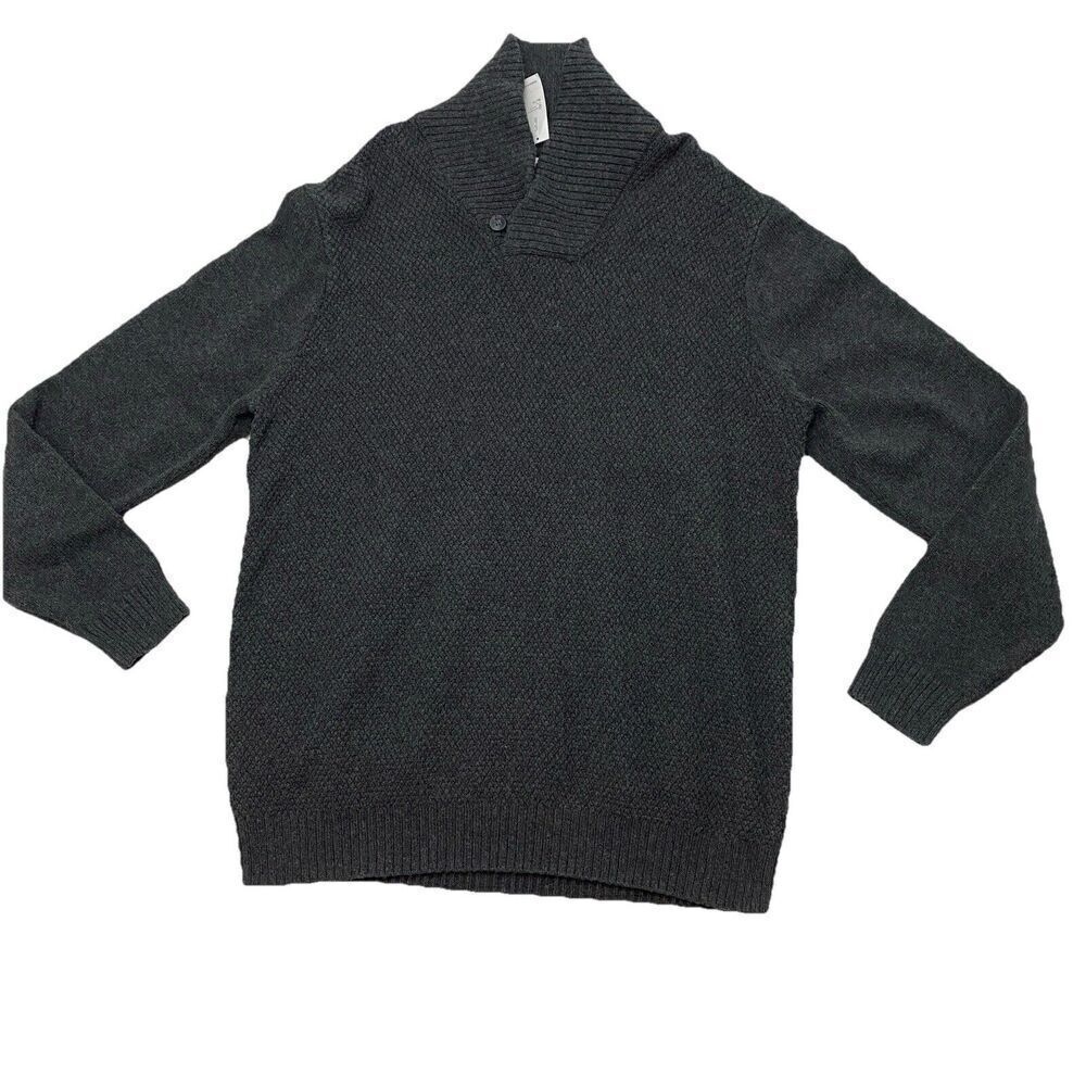 New Old Navy Men's Dark Gray Shawl Collar Wool Blend Sweater Size XL/TG Grandpa